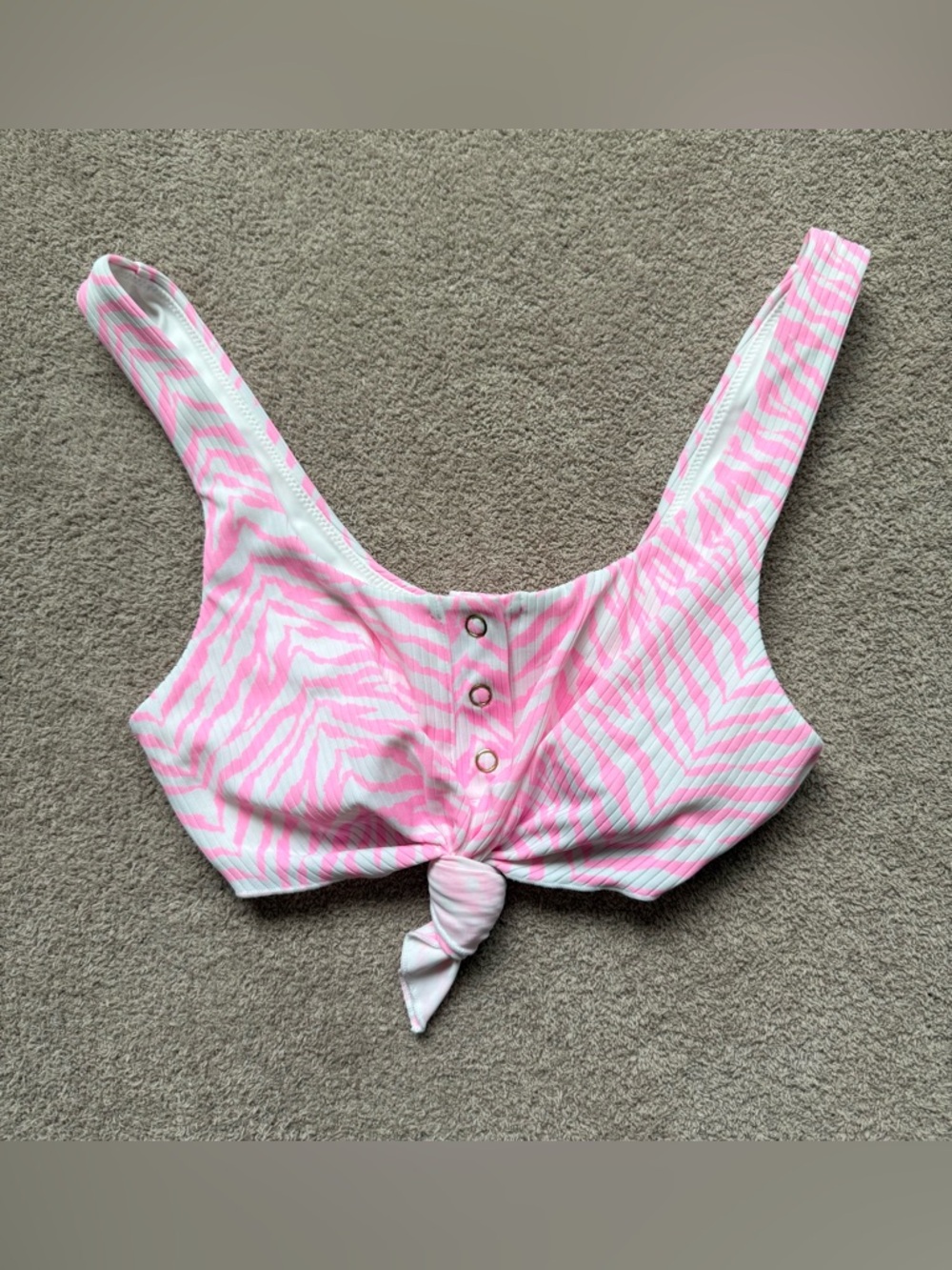NEW - BEACH BUNNY - Sage Knot Top - PINK WHITE TIGER